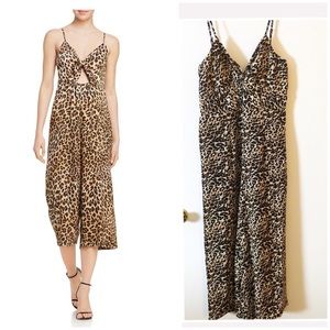 New Crystal Sky Leopard Print Cropped Jumpsuit Romper Size 13